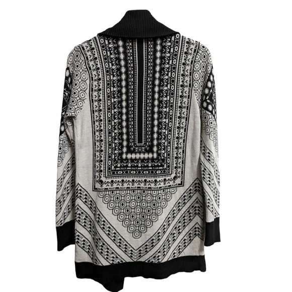 Dolce Cabo Long Sleeve Open Cardigan beige black boho geometric patterns - Picture 4 of 5